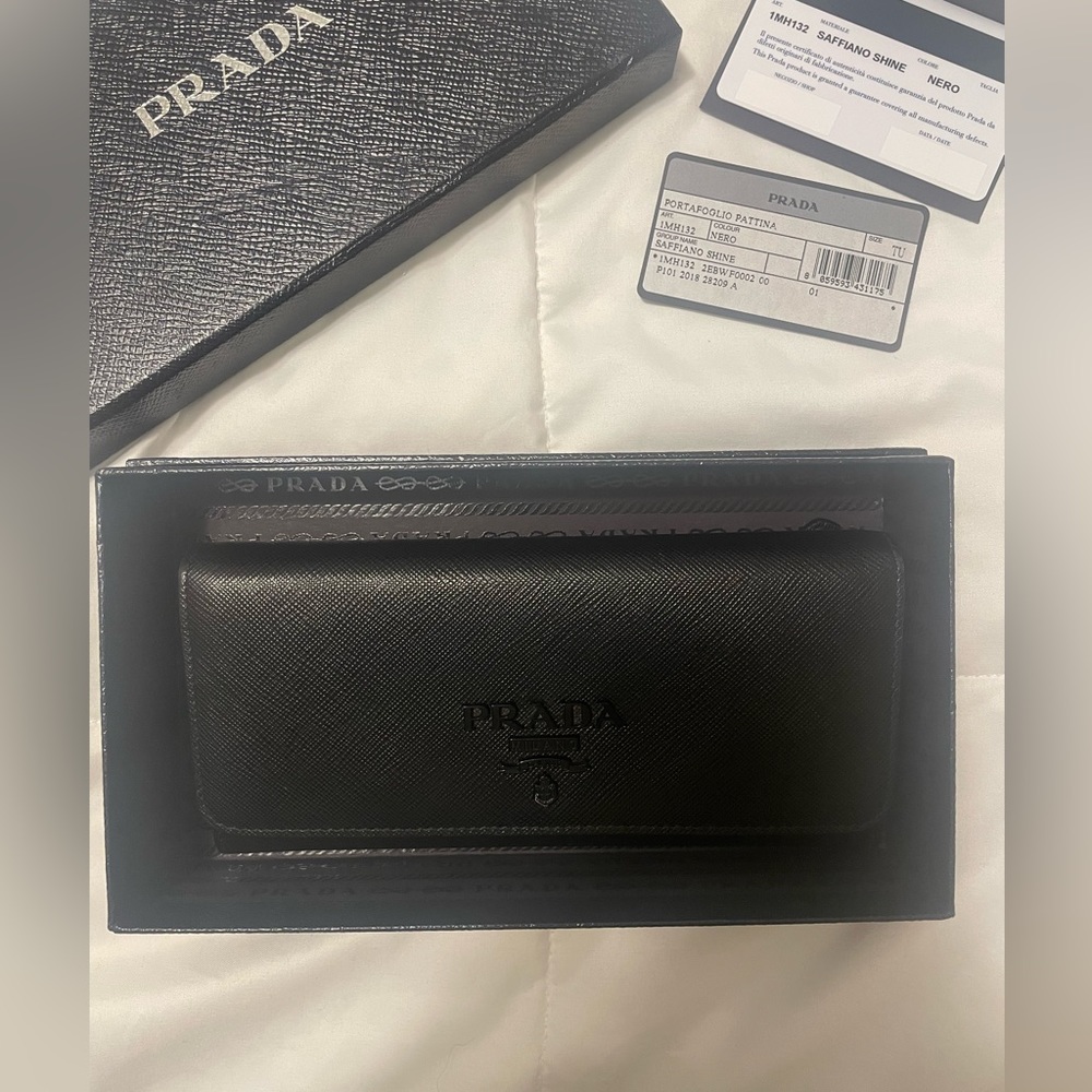 Large Saffiano Black Leather Wallet